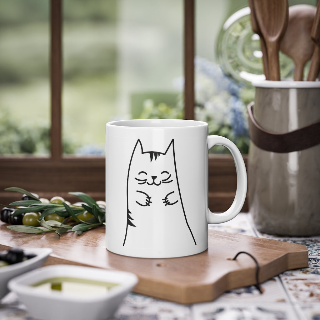 Cute Kitty funny cat mug, white, 325 ml / 11 oz Coffee mug, Tea Mug