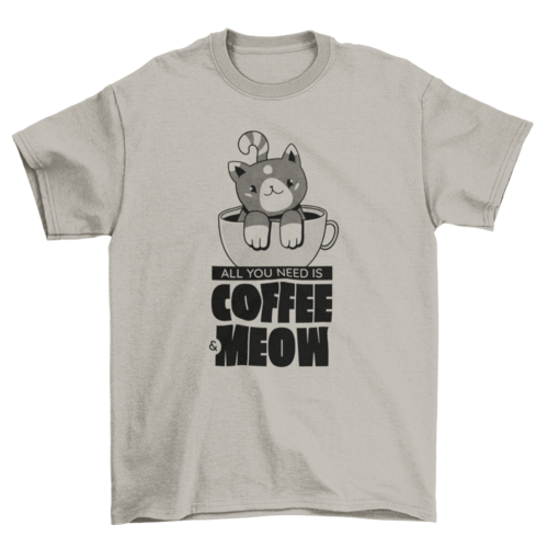 Coffee and cat lover shirt with fun hand-drawn design