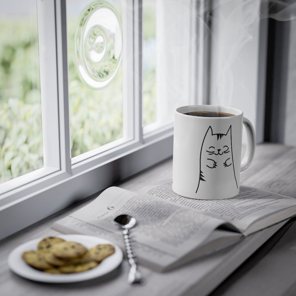 Cute Kitty funny cat mug, white, 325 ml / 11 oz Coffee mug, Tea Mug