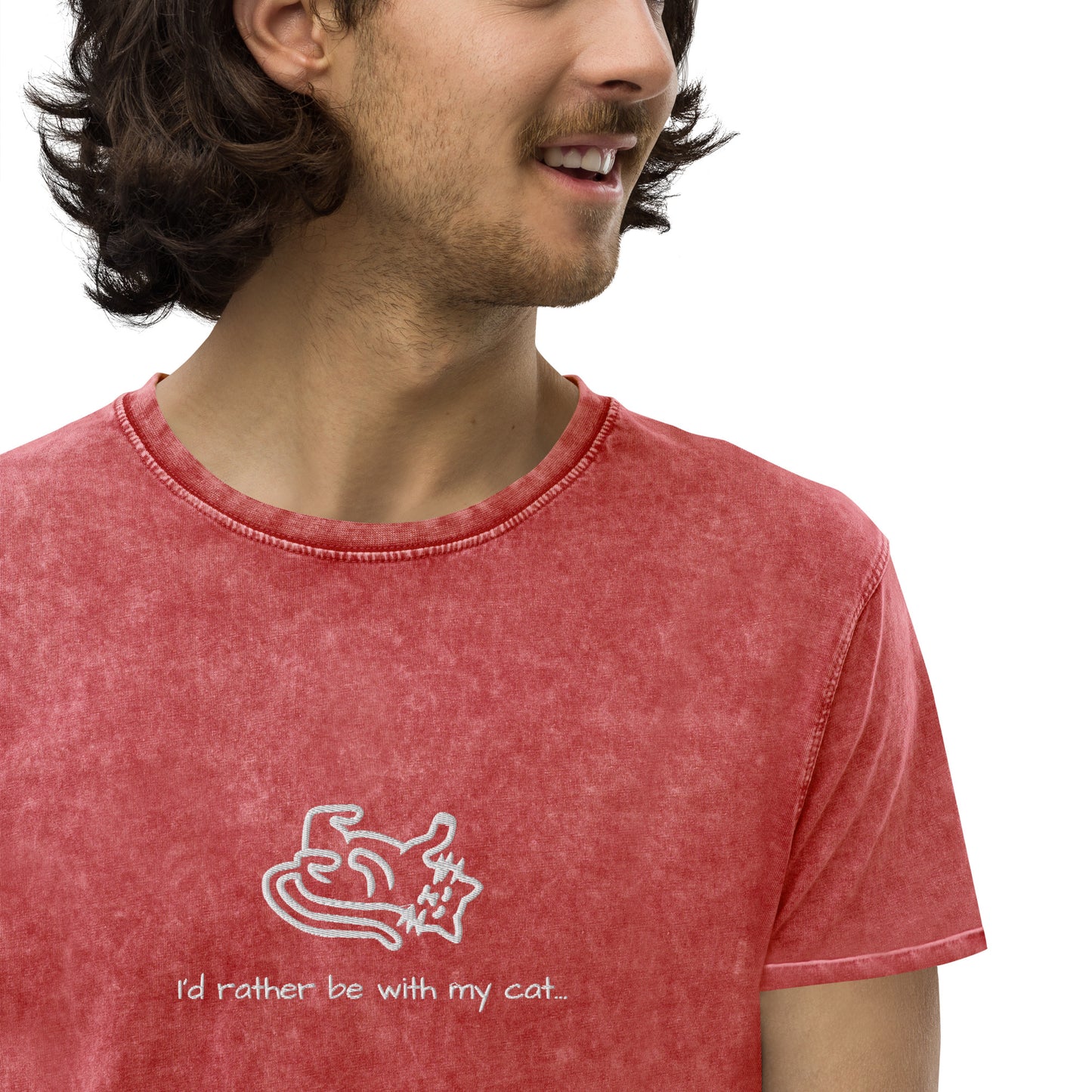 I'd Rather Be With My Cat Denim T-Shirt